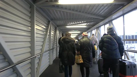 People walking on the port platform Stock Footage 146258729