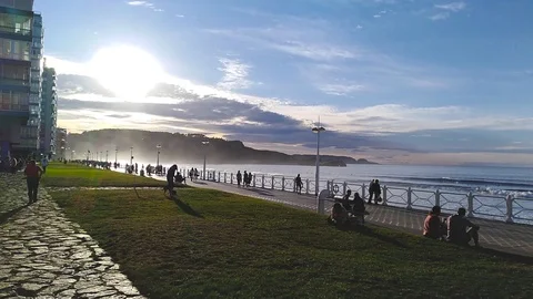 People walking on the promenade Stock Footage 96573697