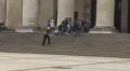 People walking up public building's staires HD Footage