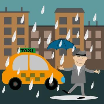 People walking in the rain Stock Illustration