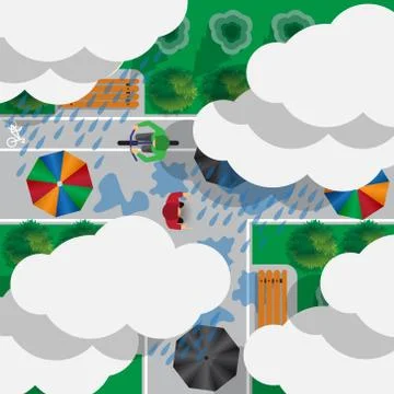 People walking in the rain. Stock Illustration