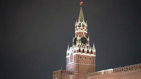 People walking at Red Square Kremlin Moscow city Russia. With Kremlin Chiming Stock Footage 71603416