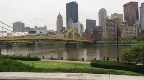 People walking by river 002 動画素材 40050185