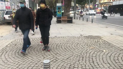 People walking on the road Stock Footage 145478879