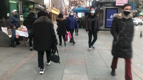 People walking on the road Stock Footage 145482806
