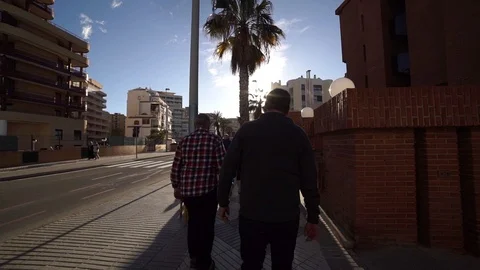 People walking on the road. spain Stock Footage 89693376