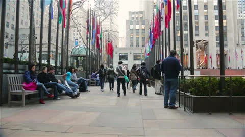 People Walking in Rockefeller Center, New York Stock Footage 24367254