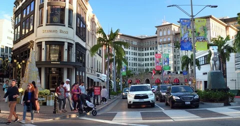 Dior Rodeo Drive Beverly Hills Christmas, Stock Video