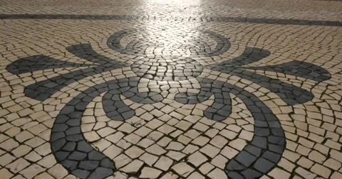 People Walking on Rua Augusta with Augusta Arch, Lisbon, Portugal Stock Footage 59120359