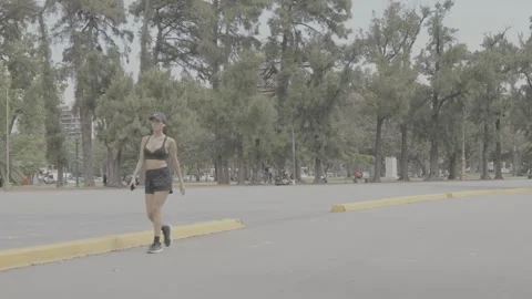 People walking on a running track in Buenos Aires, Argentina Stock Footage 345141083