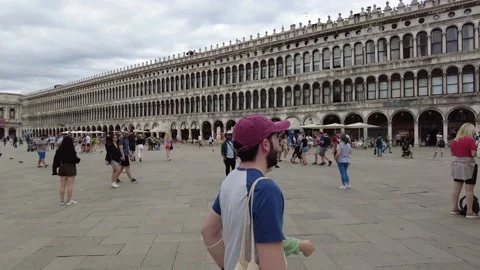 People walking in Saint Mark's square in Venice Stock Footage 206202531