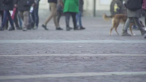 People walking in San Carlo Square, Turin - Italy Stock Footage