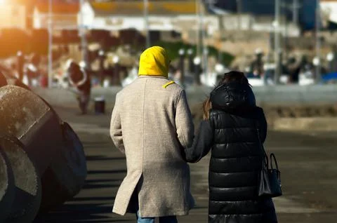 People walking on the seafront Foto stock