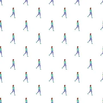 People walking seamless pattern design on white background Stock Illustration