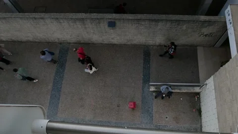 People Walking seen from above , Reverse Effect Stock Footage 218270879