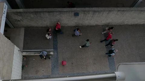 People Walking seen from above , Reverse Effect Stock Footage 218270939