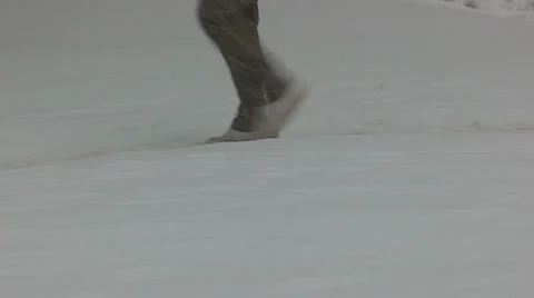 People walking in severe cold weather and snow storm Stock Footage 37191871