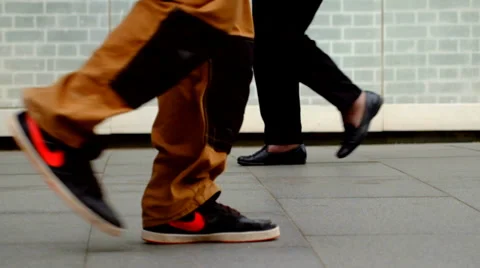 People walking on sidewalk 3 Stock Footage 36610895