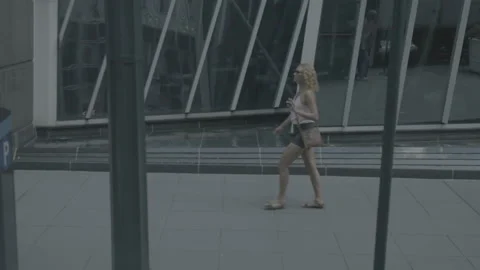 People Walking on the Sidewalk Stock Footage 154002423