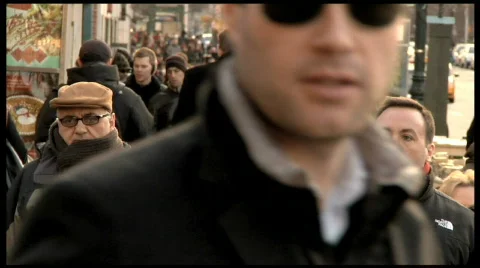 People walking on sidewalk in new york city Stock Footage