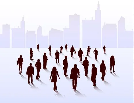 People walking silhouettes Stock Illustration