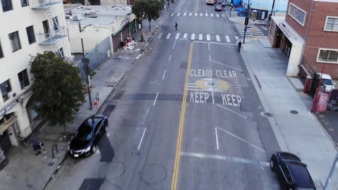 People walking Skid row Video stock 129342887