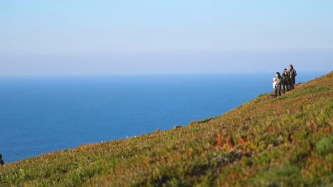 People walking in slow motion at Cape Roca, Portugal. 動画素材 110761201