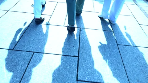 People walking in slow motion. team teamwork. group silhouette 動画素材 40480097