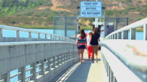 People Walking on Small Bridge Stock Footage 37695097