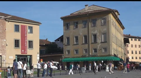 People walking in Square of Miracles, Cathedral Square, Pisa, Italy Stock Footage 6588790
