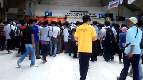 People Walking at The Station Stock Footage 24803267