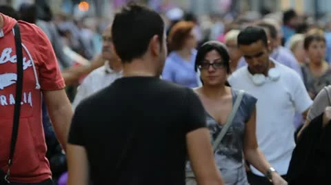 People walking in the street. Crowd Stock Footage 12336853