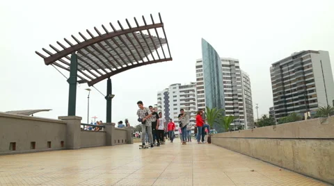People walking in the streets of Lima Stock Footage 63906036