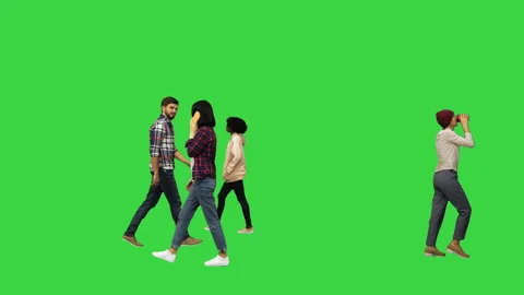 People walking in the streets, passing by Urban life concept on a Green Screen Stock Footage