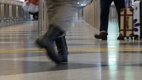 People walking with suitcases Stock Footage 97864366