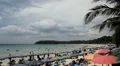 People walking, swimming, snorkeling, Kata Beach in Phuket Island, Thailand HD Footage
