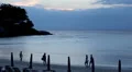 People walking, swimming, snorkeling, Kata Beach in Phuket Island, Thailand HD Footage