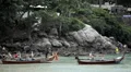 People walking, swimming, snorkeling, Kata Beach in Phuket Island, Thailand HD Footage