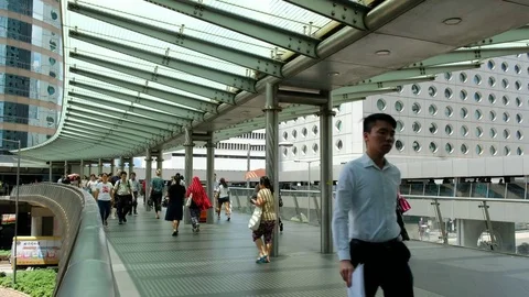 People Walking Though The Bridge Stock Footage 76457855