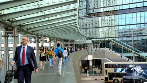 People Walking Though The Bridge Stock Footage 79052030
