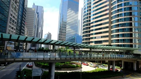 People Walking Though The Bridge Stock Footage 79054299