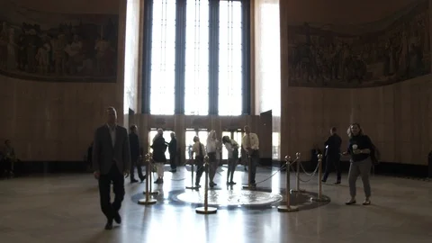 People Walking Through Main Lobby At State Building Video stock 108743891