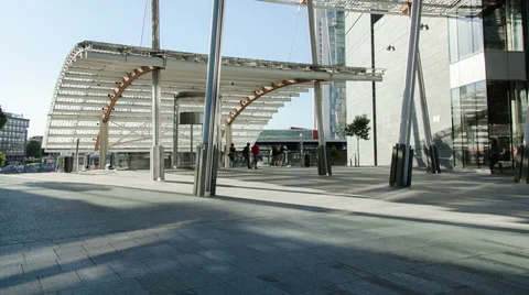 People walking through modern architecture - timelapse Stock Footage 29601465