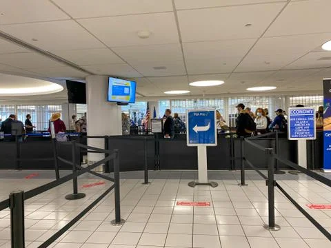 People walking through the security line at St. Louis, MO Lambert Internation Stock Photos