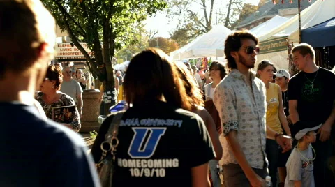 People Walking through Yellow Springs Street Fair Stock Footage