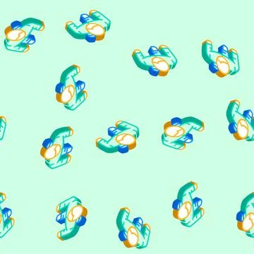 People walking top view isometric icon seamless pattern イラスト素材