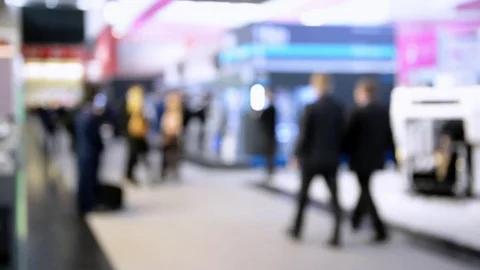 People walking on a trade Stock Footage 83160772