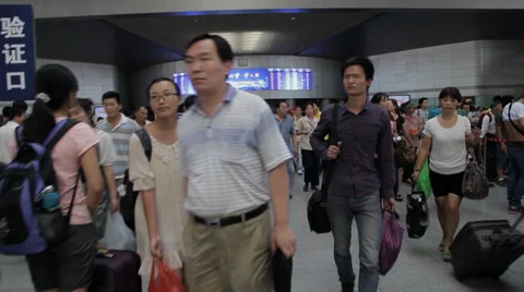People walking in train station, Beijing, china. Stock Footage 36473665