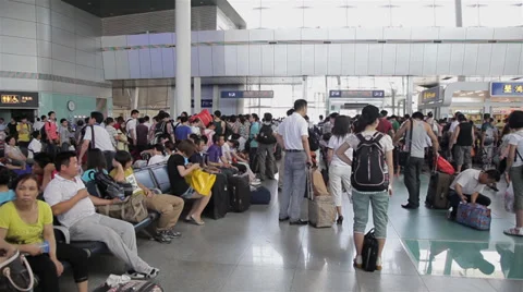 People walking in train station,, Beijing, china. Stock Footage 36475950