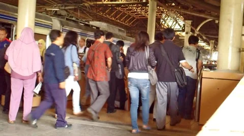 People Walking in Train Station Stock Footage 8521794